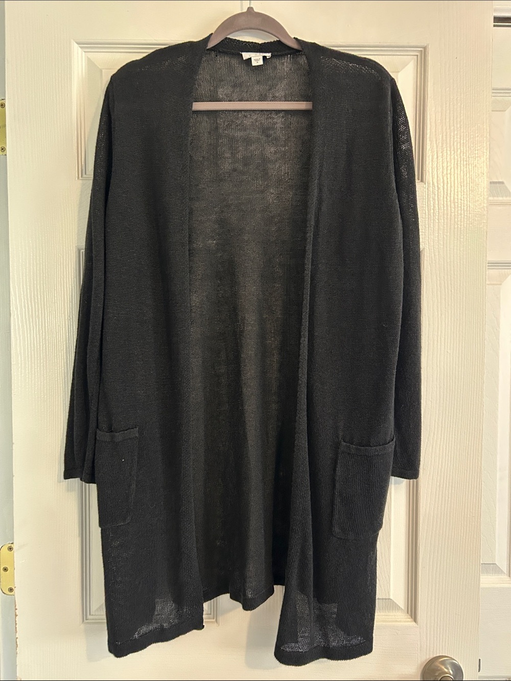 J. Jill Black Open-Front Long Cardigan with Pockets